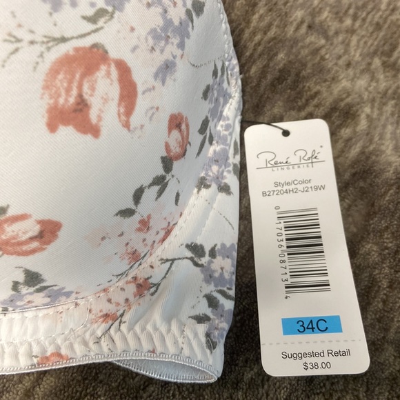 π2 for $25 HP!β€οΈ Rene Rofu Bra. Floral print on white. Beautiful! NWT πΈ - Picture 3 of 5